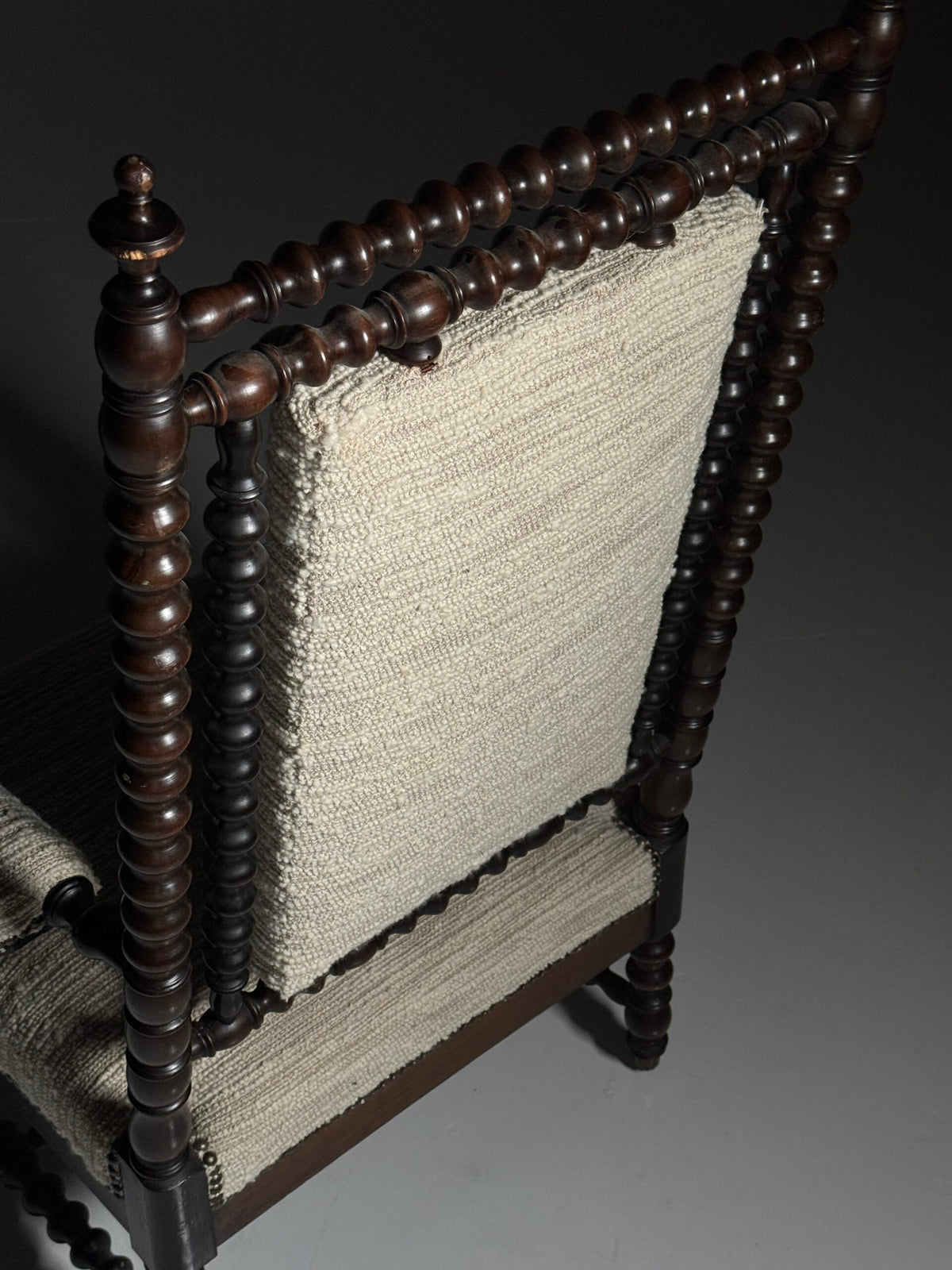 English Bobbin Armchair in Boucle, c. 1890, photo 22