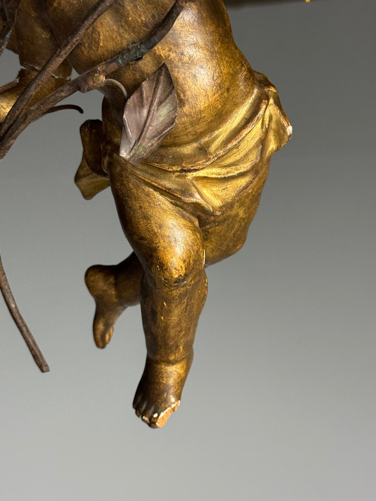Pair of Giltwood Putti Lamps, France or Italy, 19th Century, photo 4