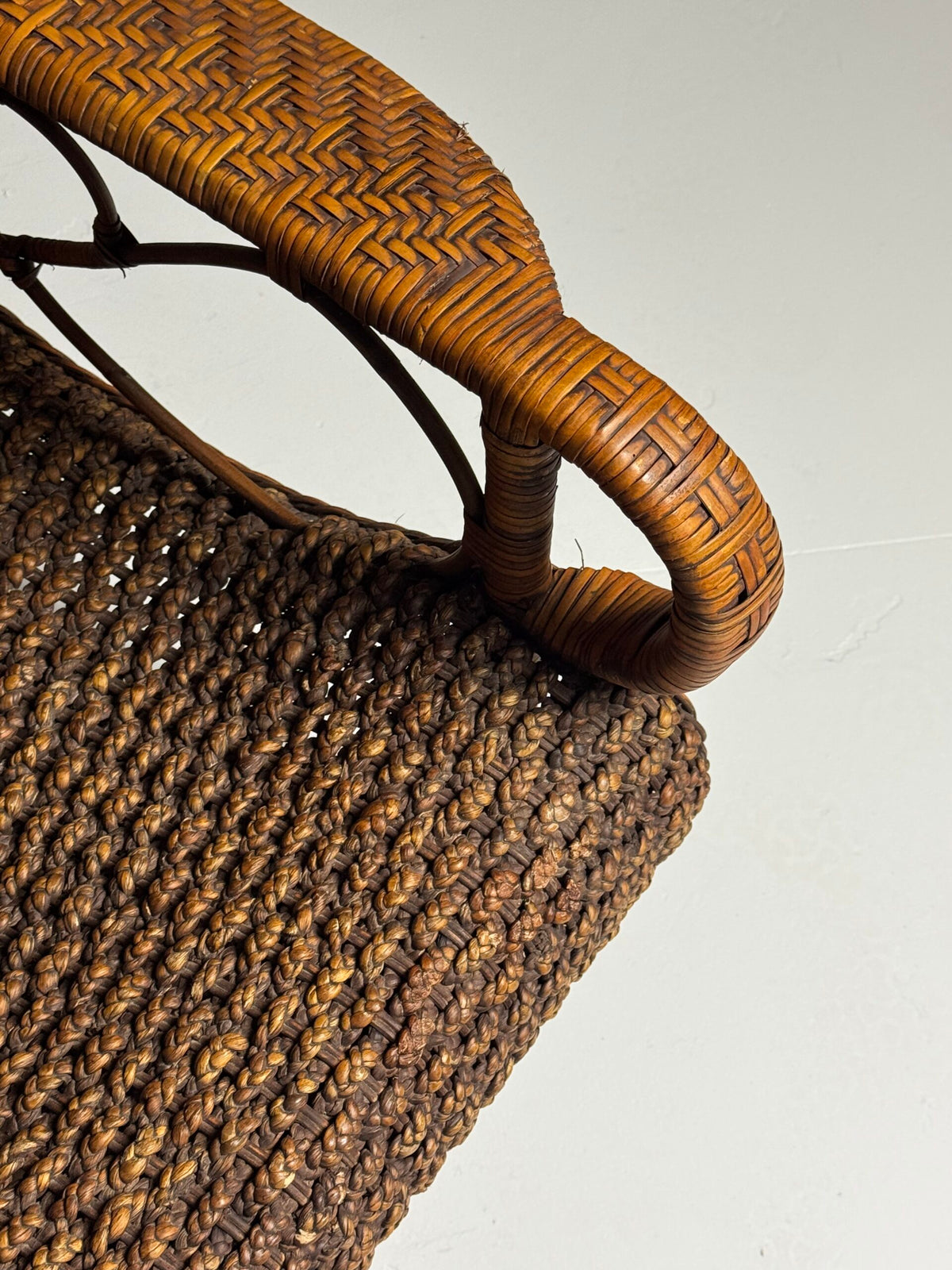 Vintage French Rattan Armchair with Footstool, photo 22
