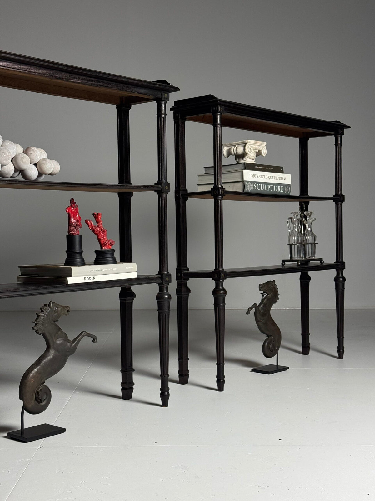 Pair of Louis XVI Style Oak Etageres, France, Mid 20th Century, photo 9