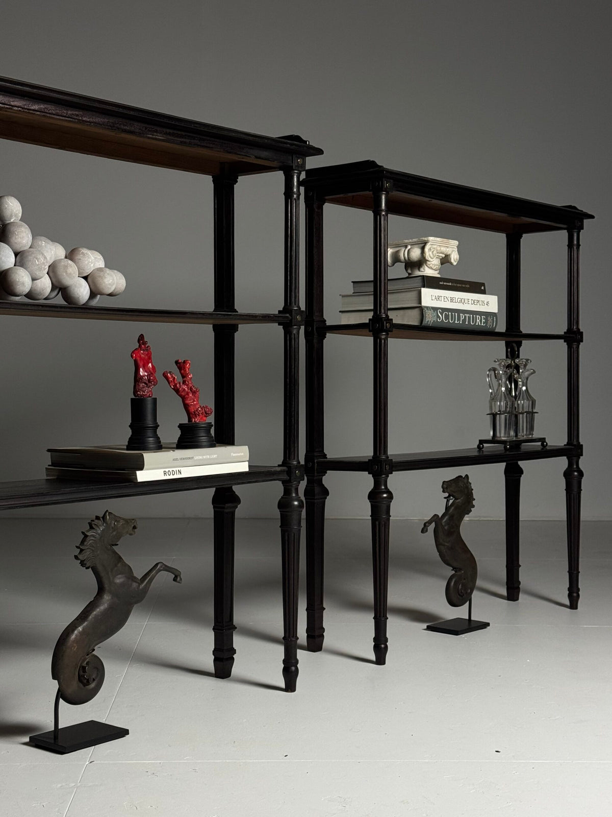 Pair of Louis XVI Style Oak Etageres, France, Mid 20th Century, photo 11