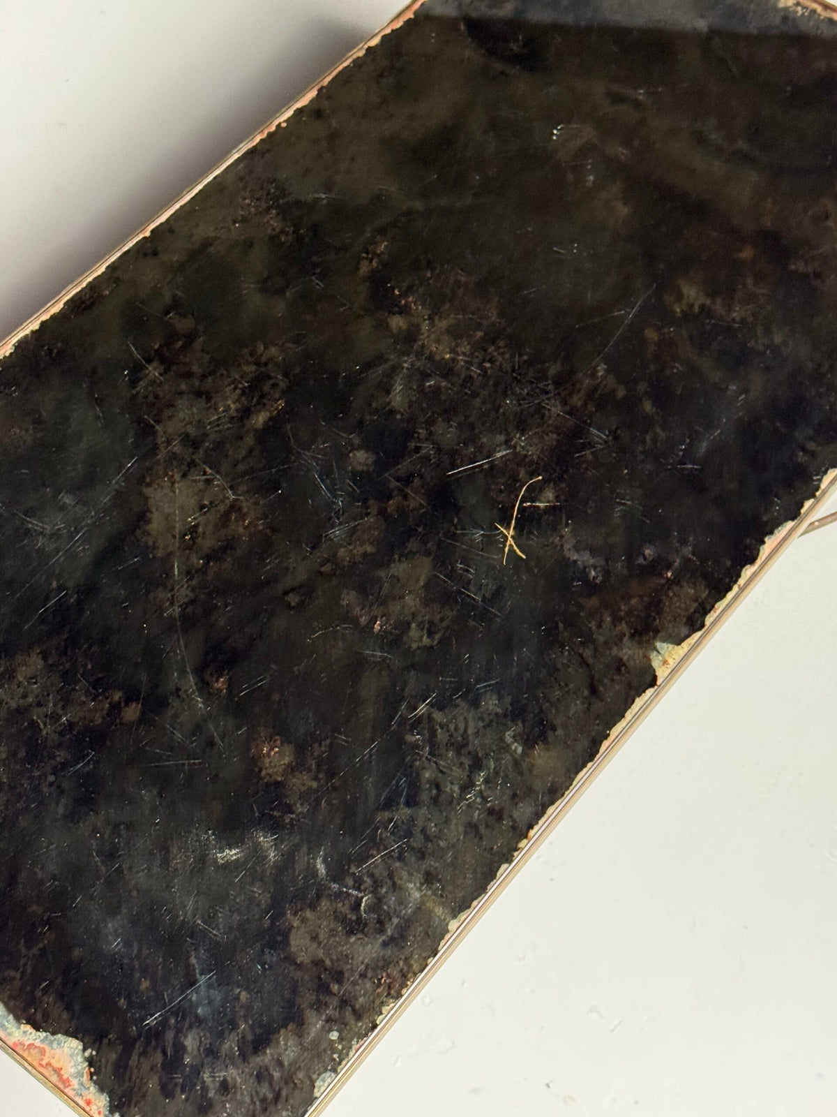 Mid Century Coffee Table with Weathered Mirror Glass Top, photo 4