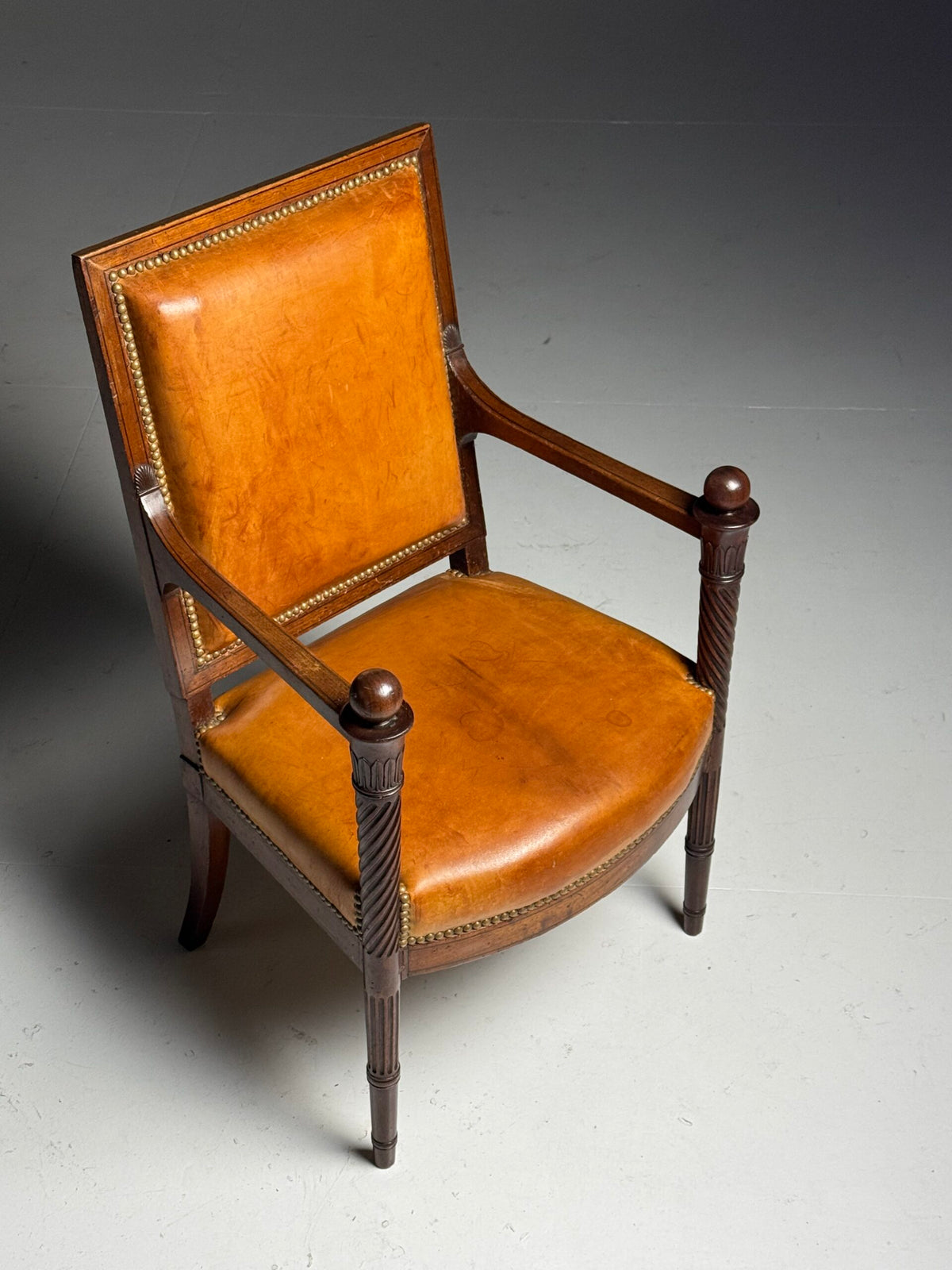 French Leather Armchair with Mahogany Frame, Late 19th Century, photo 23