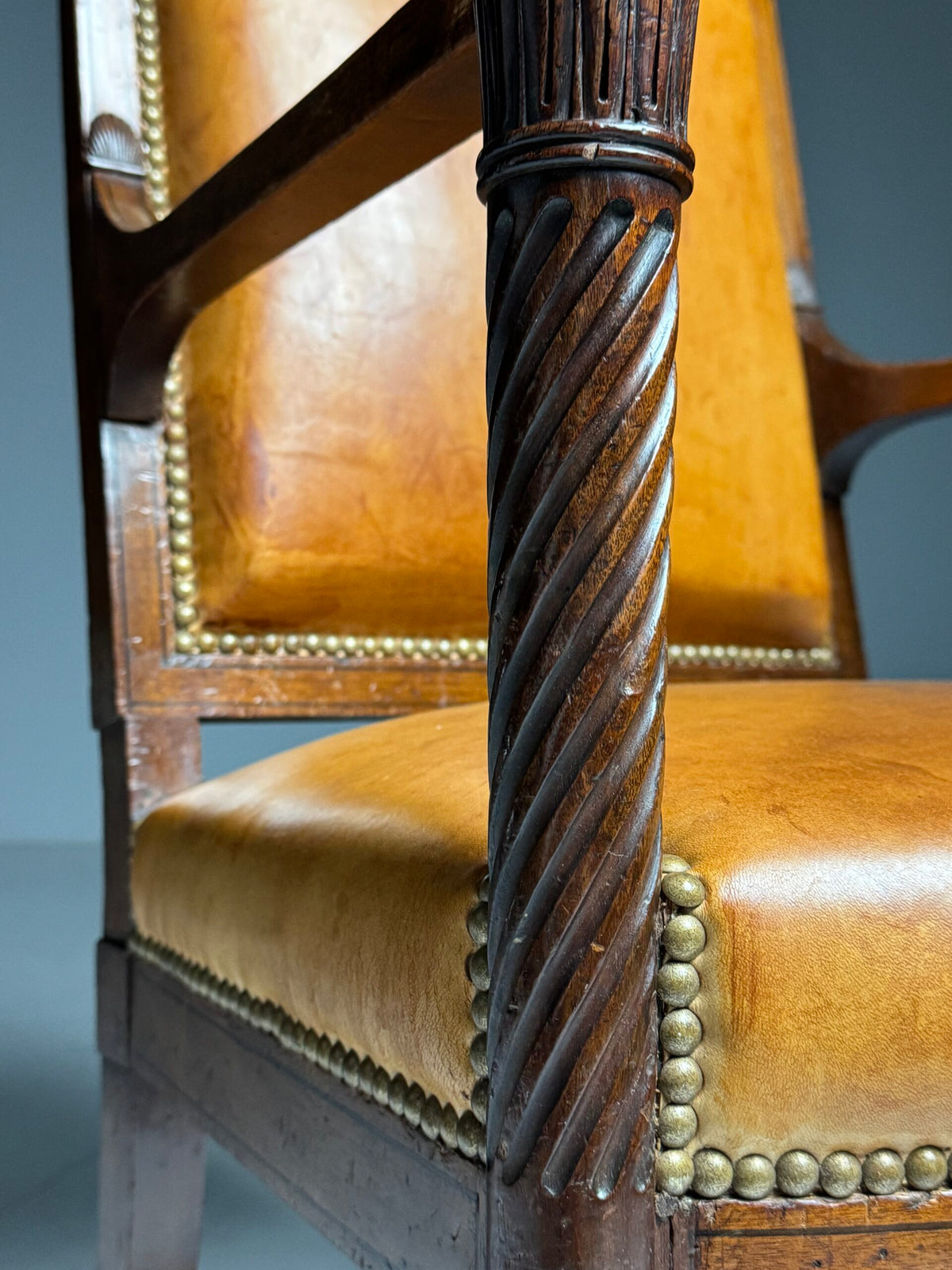 French Leather Armchair with Mahogany Frame, Late 19th Century, photo 21