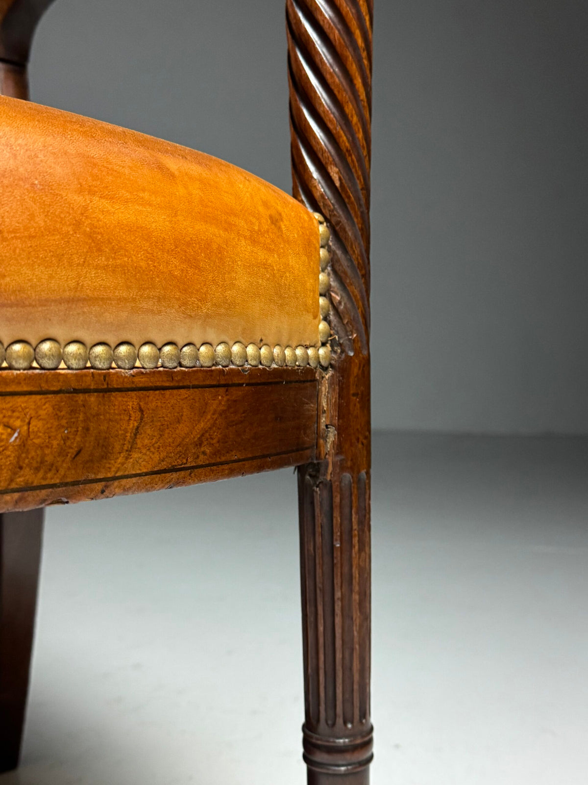 French Leather Armchair with Mahogany Frame, Late 19th Century, photo 16