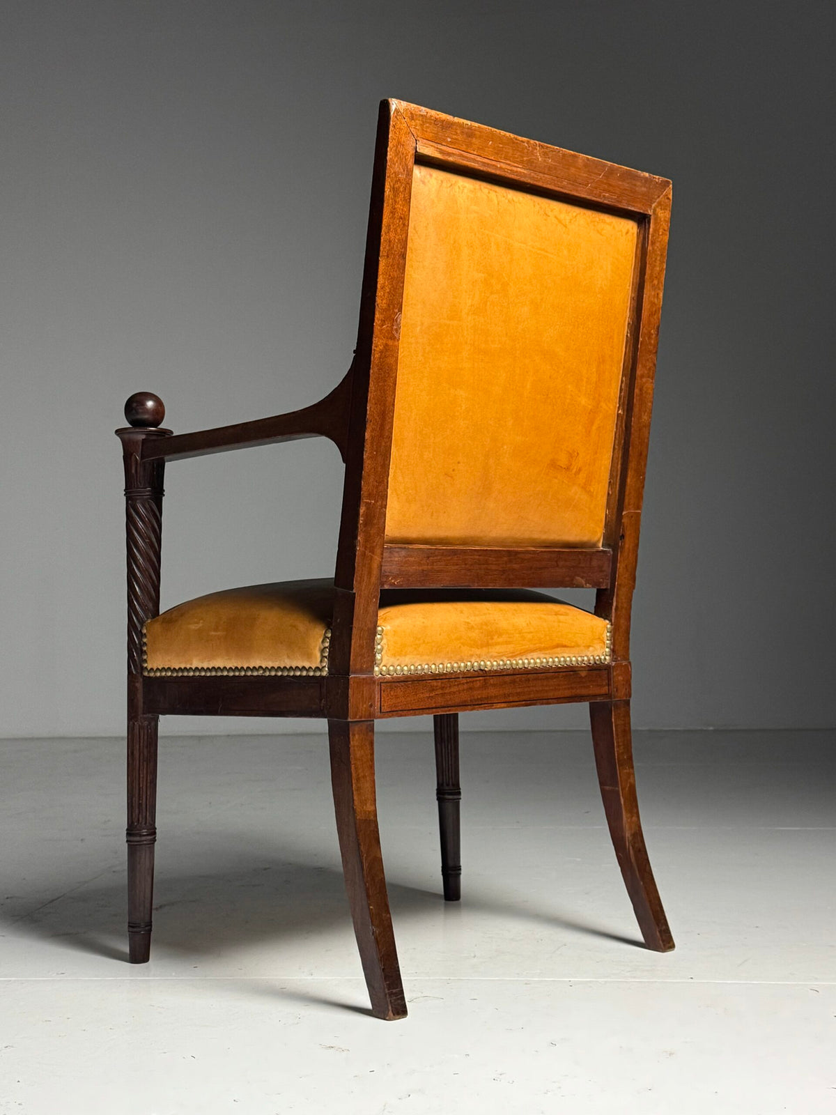 French Leather Armchair with Mahogany Frame, Late 19th Century, photo 8