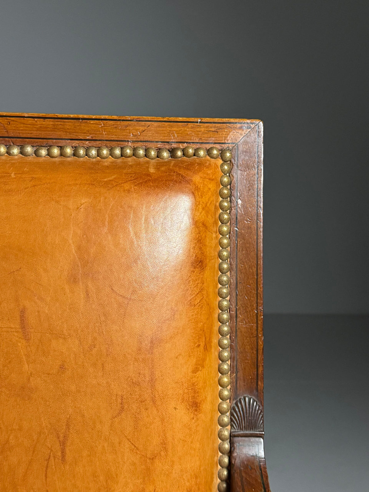 French Leather Armchair with Mahogany Frame, Late 19th Century, photo 6