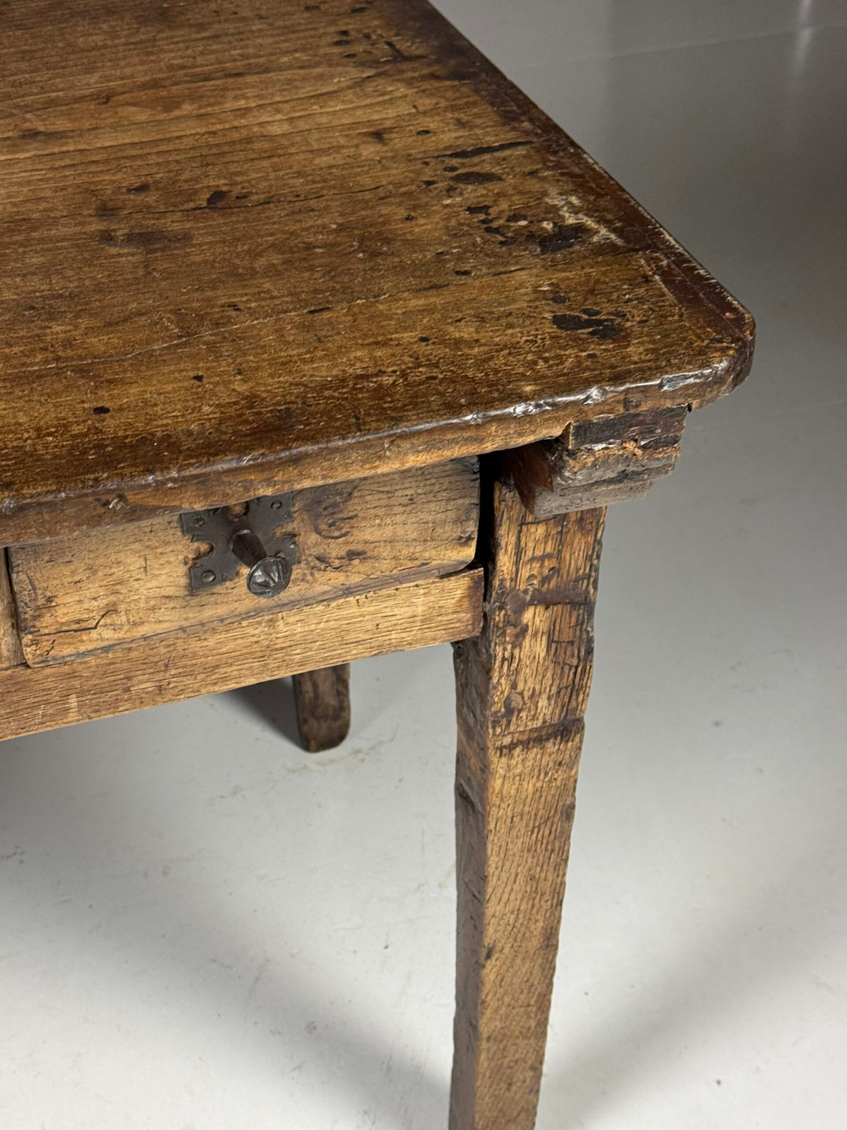 Spanish Walnut Table with Three Drawers, 18th Century, photo 23