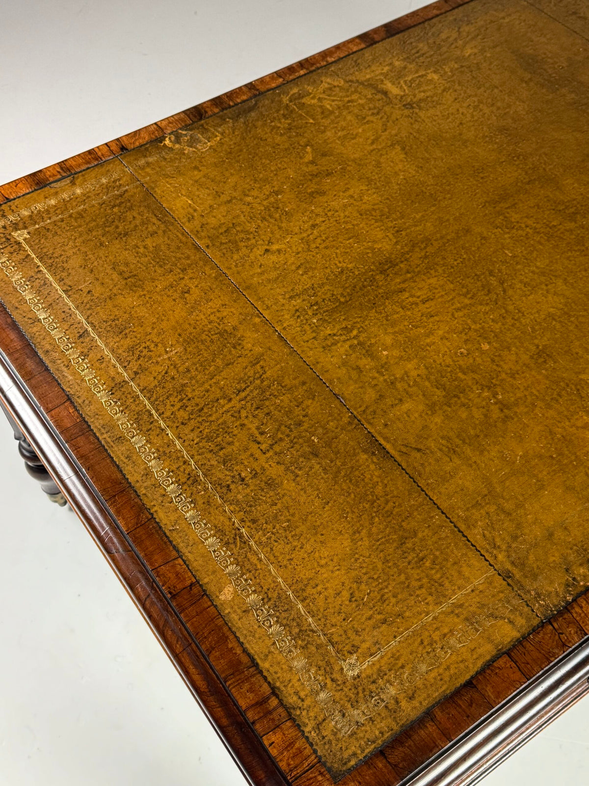 English Mahogany Writing Desk with Ochre Leather Top, c. 1890 to 1900, photo 13