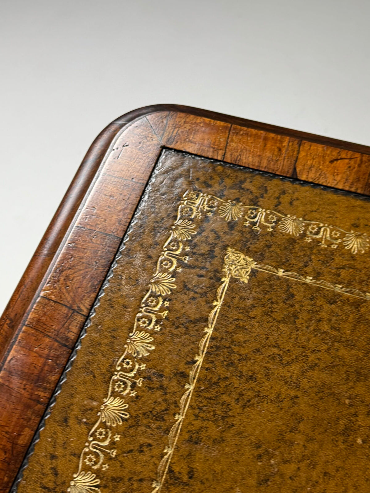 English Mahogany Writing Desk with Ochre Leather Top, c. 1890 to 1900, photo 10