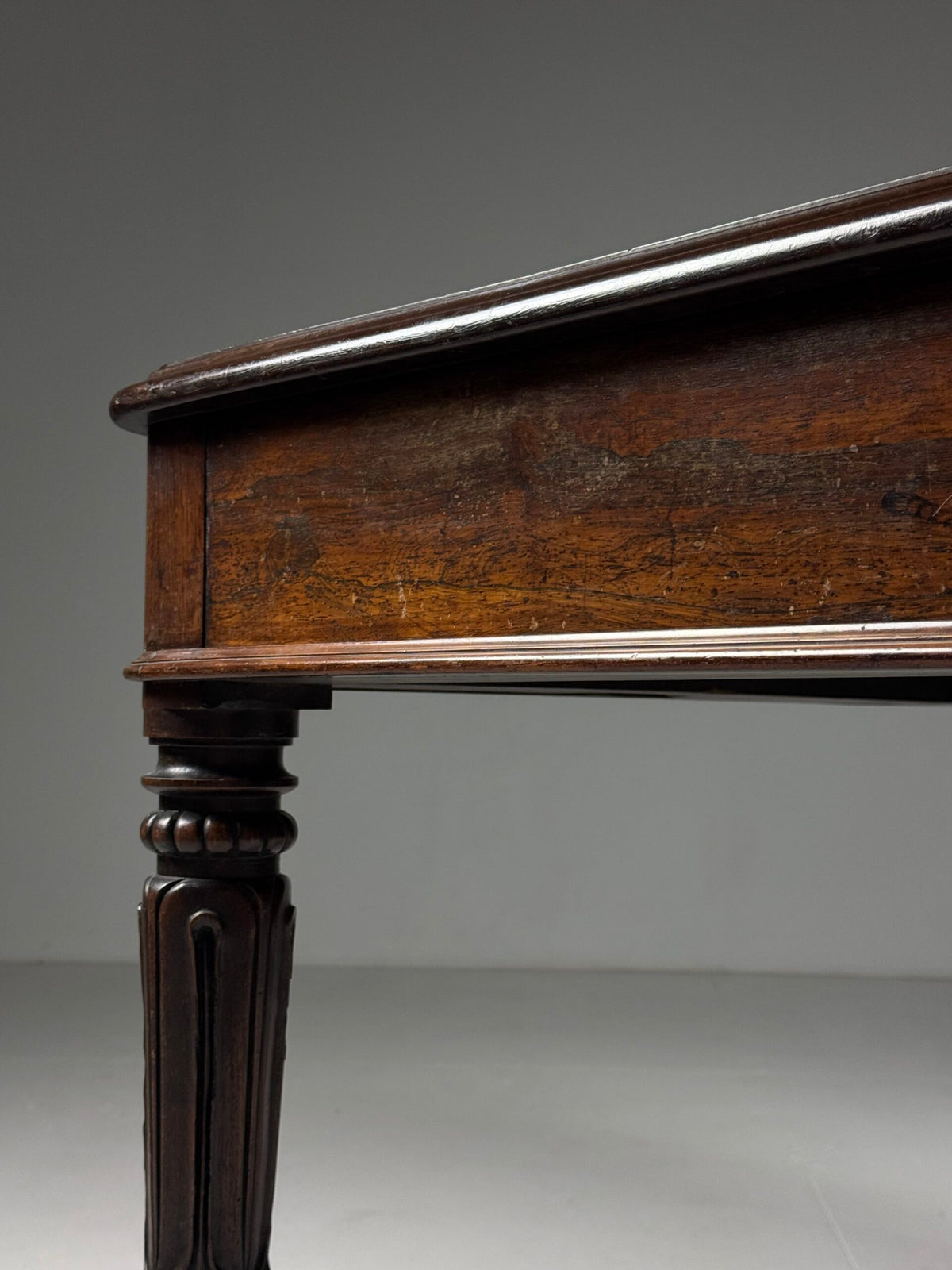 English Mahogany Writing Desk with Ochre Leather Top, c. 1890 to 1900, photo 7