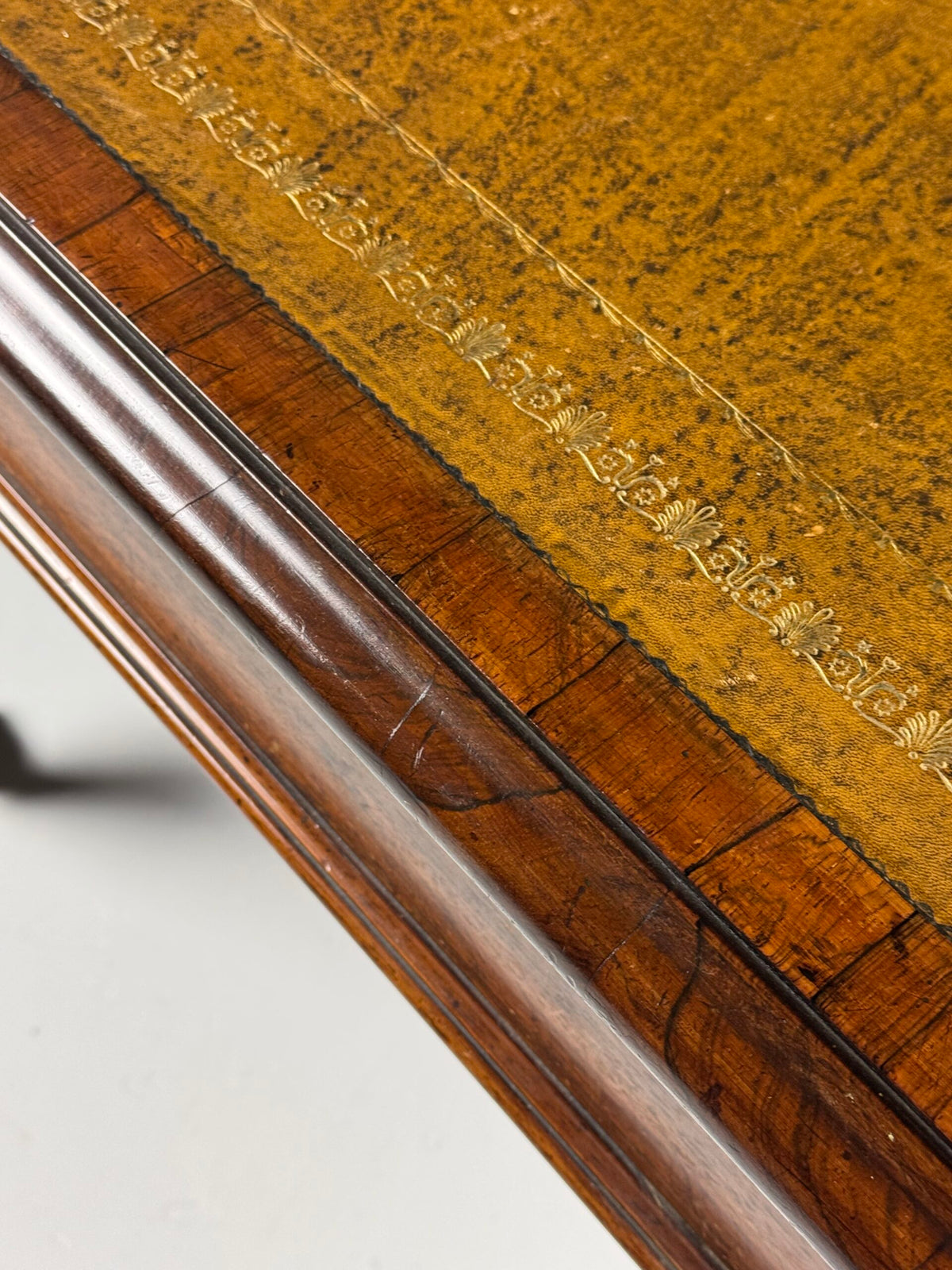 English Mahogany Writing Desk with Ochre Leather Top, c. 1890 to 1900, photo 4