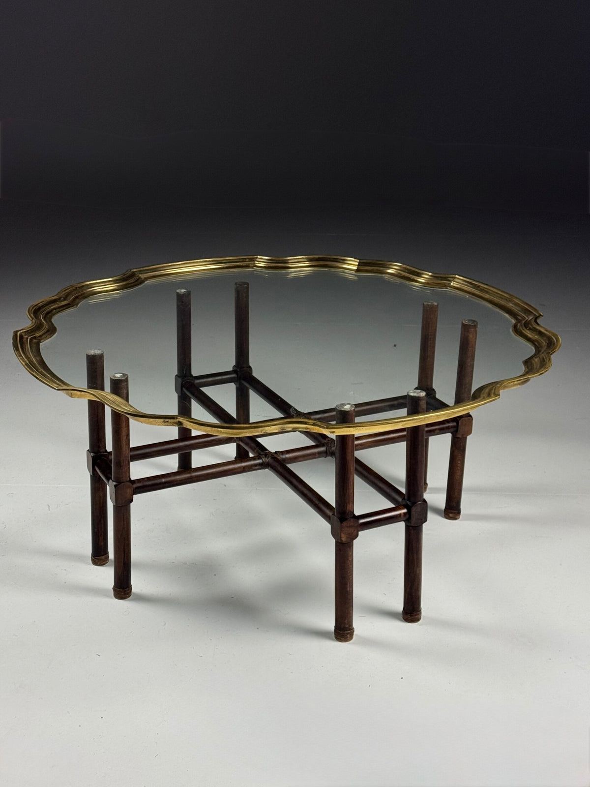 1970s to 1980s Glass Coffee Table with Brass Frame, photo 18