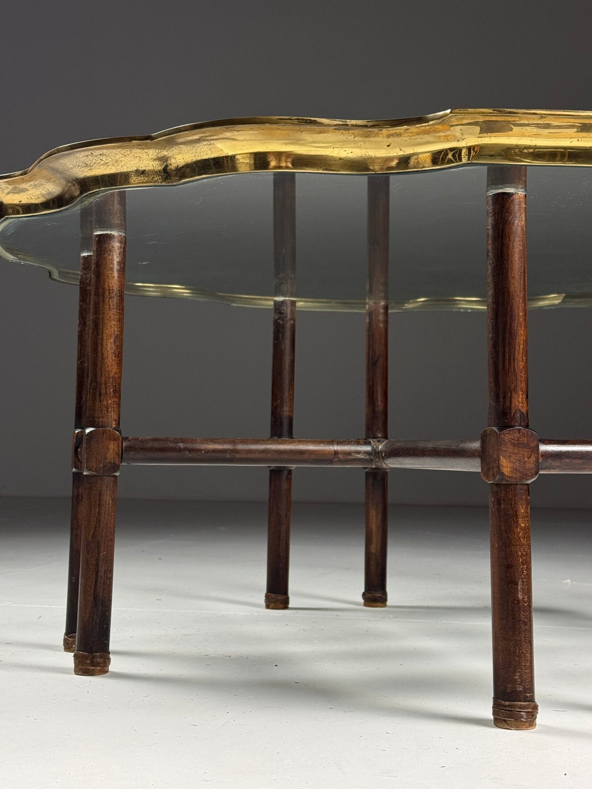1970s to 1980s Glass Coffee Table with Brass Frame, photo 12