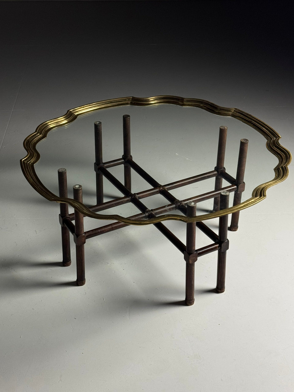 1970s to 1980s Glass Coffee Table with Brass Frame, photo 10