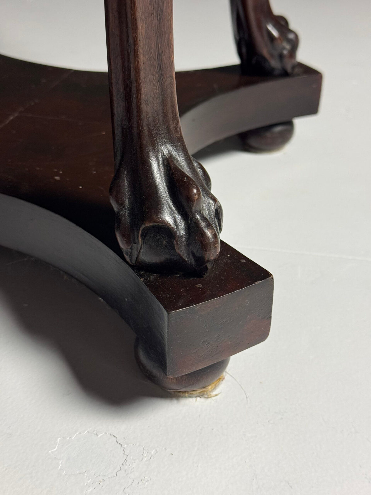 Empire Mahogany Gueridon with Grey Marble Top and Swan Legs, photo 8