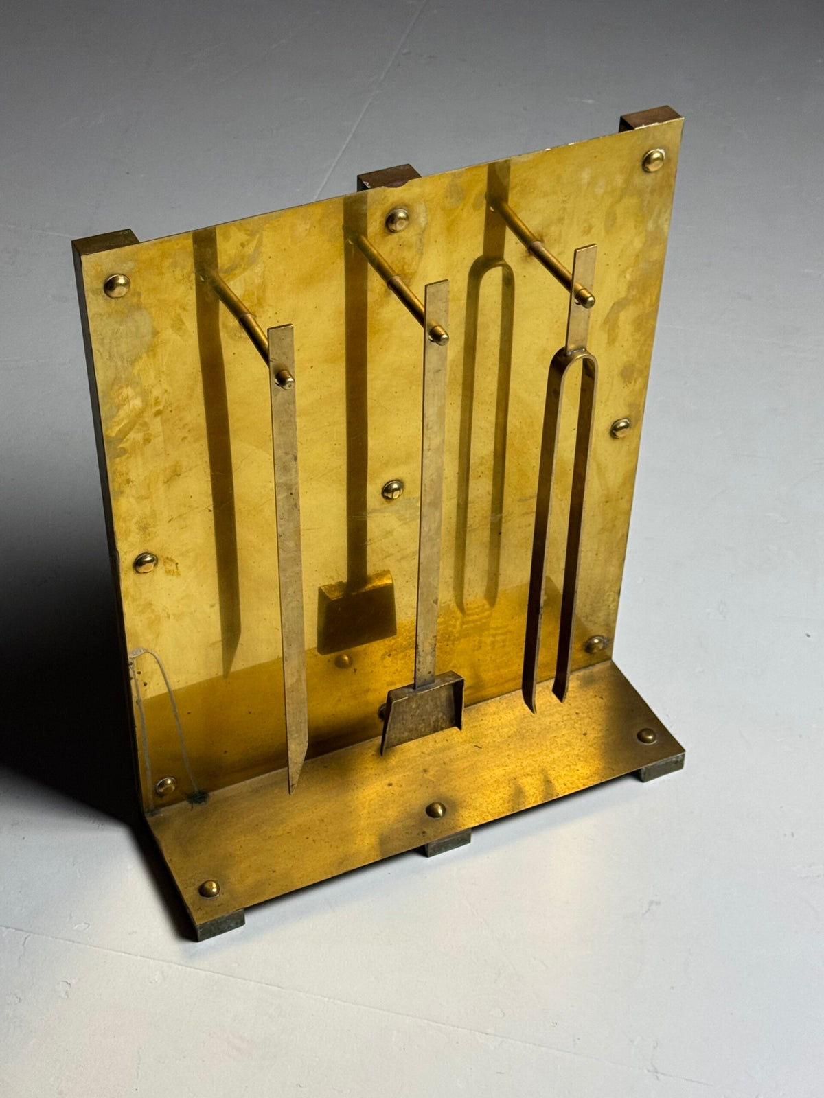 1960s Brass Fireplace Set, photo 2
