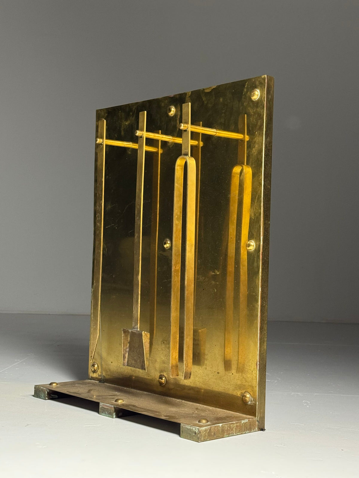 1960s Brass Fireplace Set, photo 11