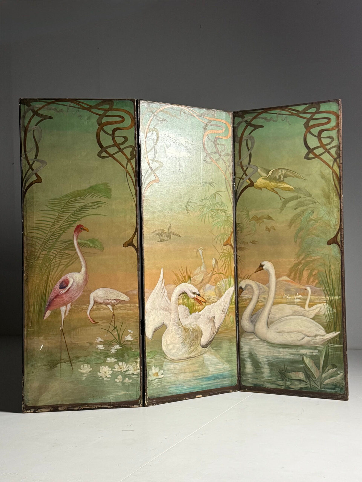 Art Nouveau and Japanning Style Double Sided Folding Screen, c. 1890 to 1910, photo 1