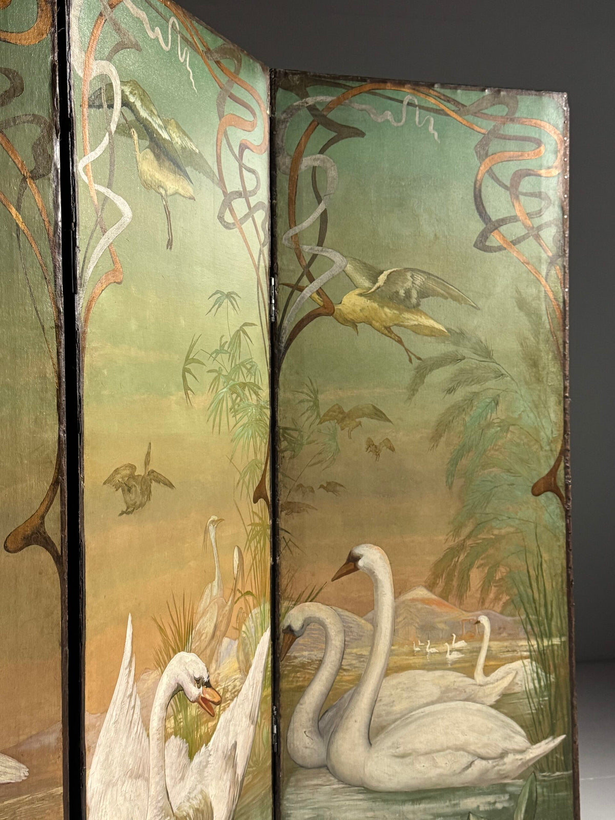 Art Nouveau and Japanning Style Double Sided Folding Screen, c. 1890 to 1910, photo 6