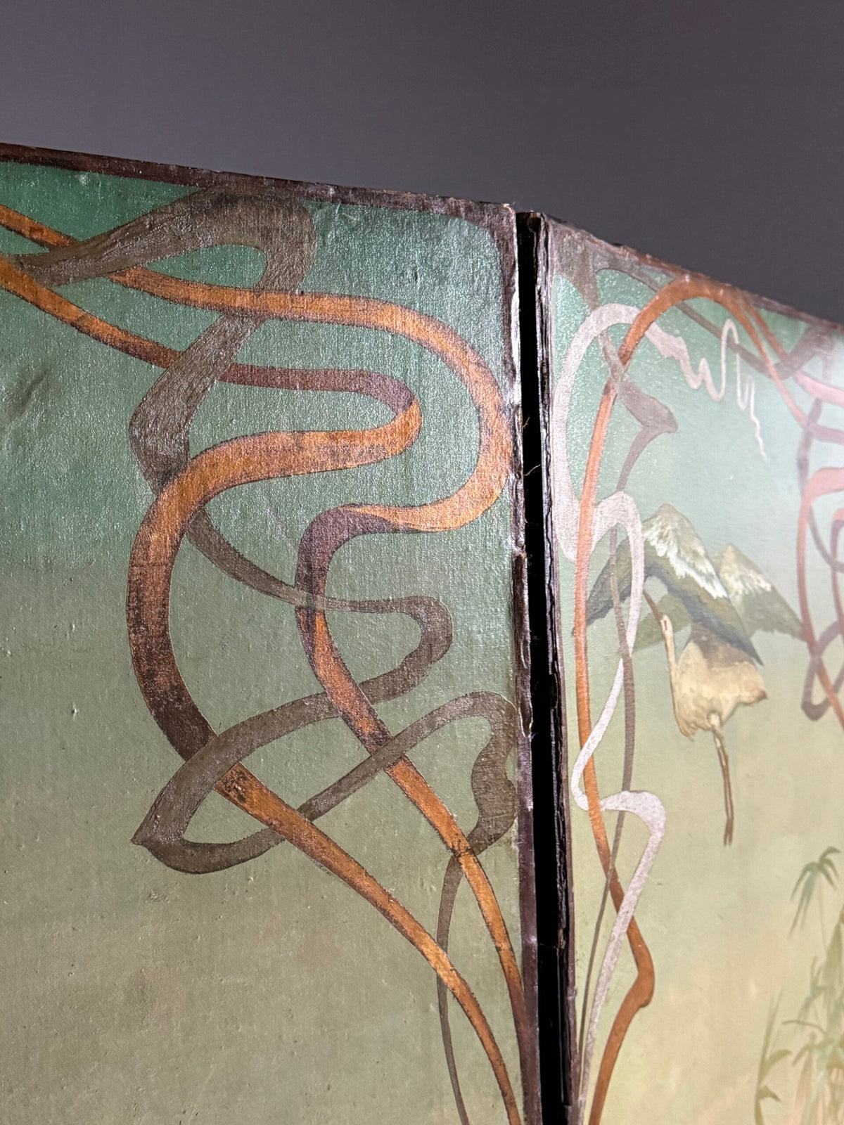 Art Nouveau and Japanning Style Double Sided Folding Screen, c. 1890 to 1910, photo 8