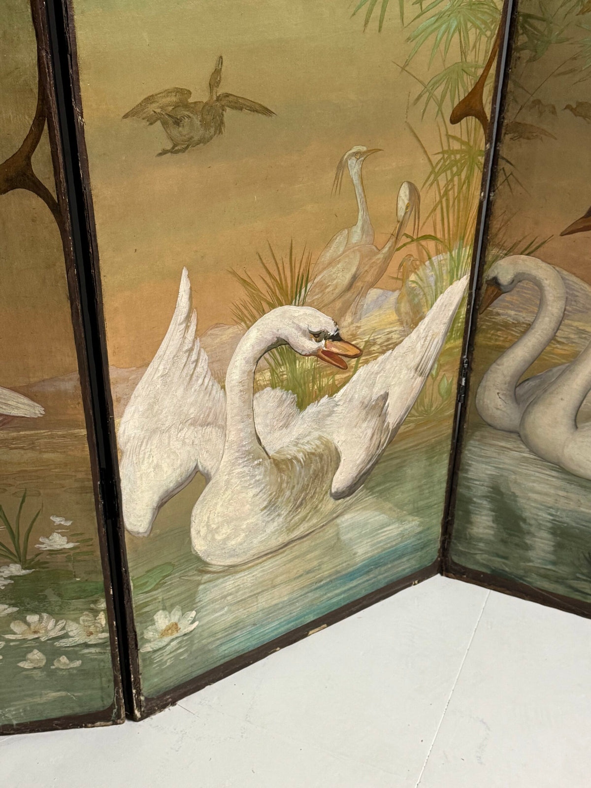 Art Nouveau and Japanning Style Double Sided Folding Screen, c. 1890 to 1910, photo 11