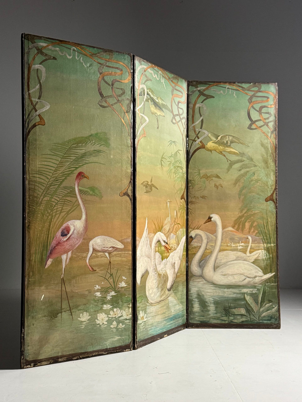 Art Nouveau and Japanning Style Double Sided Folding Screen, c. 1890 to 1910, photo 16