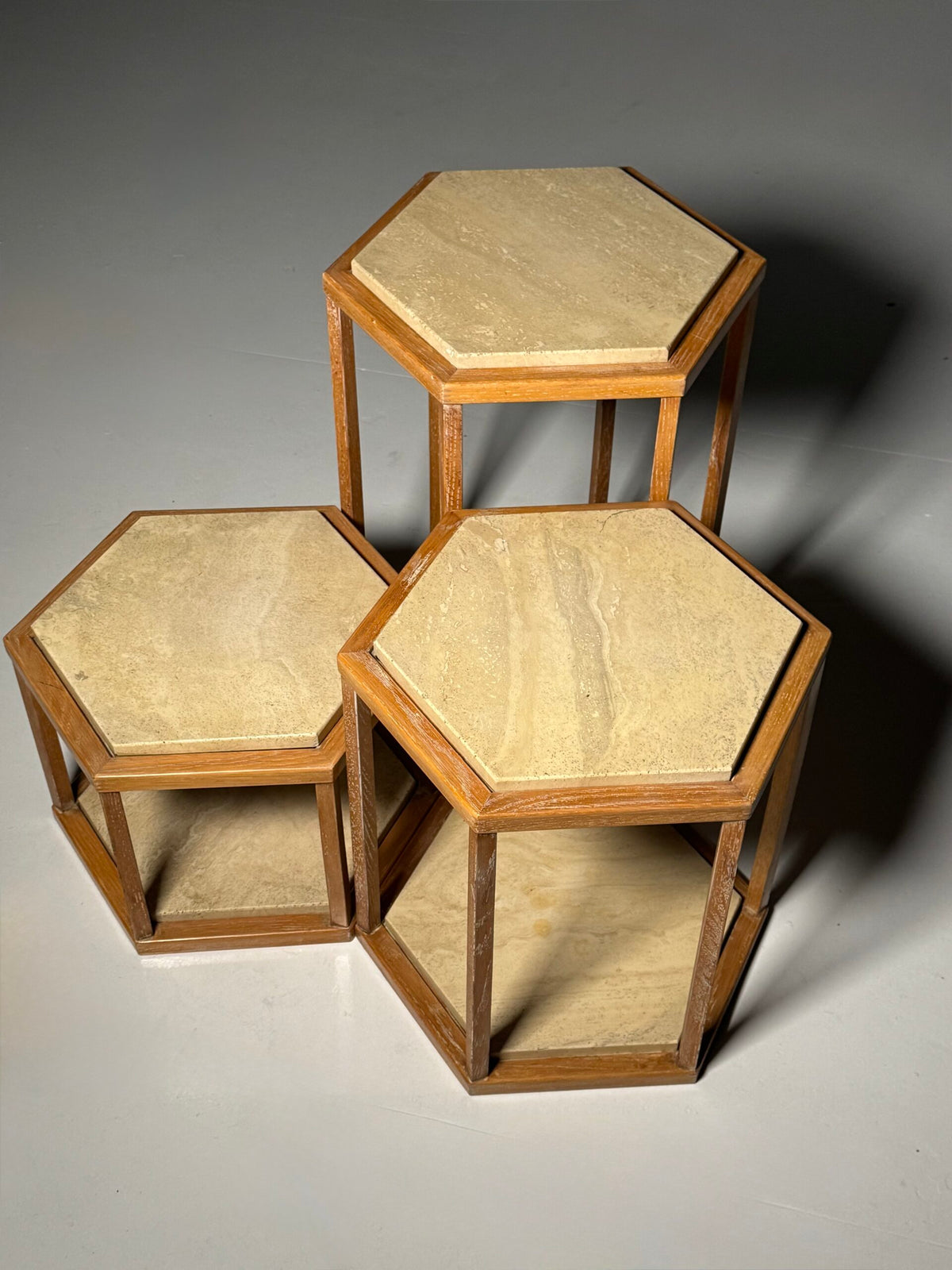 Set of Three Hexagonal Side Tables by Fournier Decoration Paris for Roche Bobois, photo 10