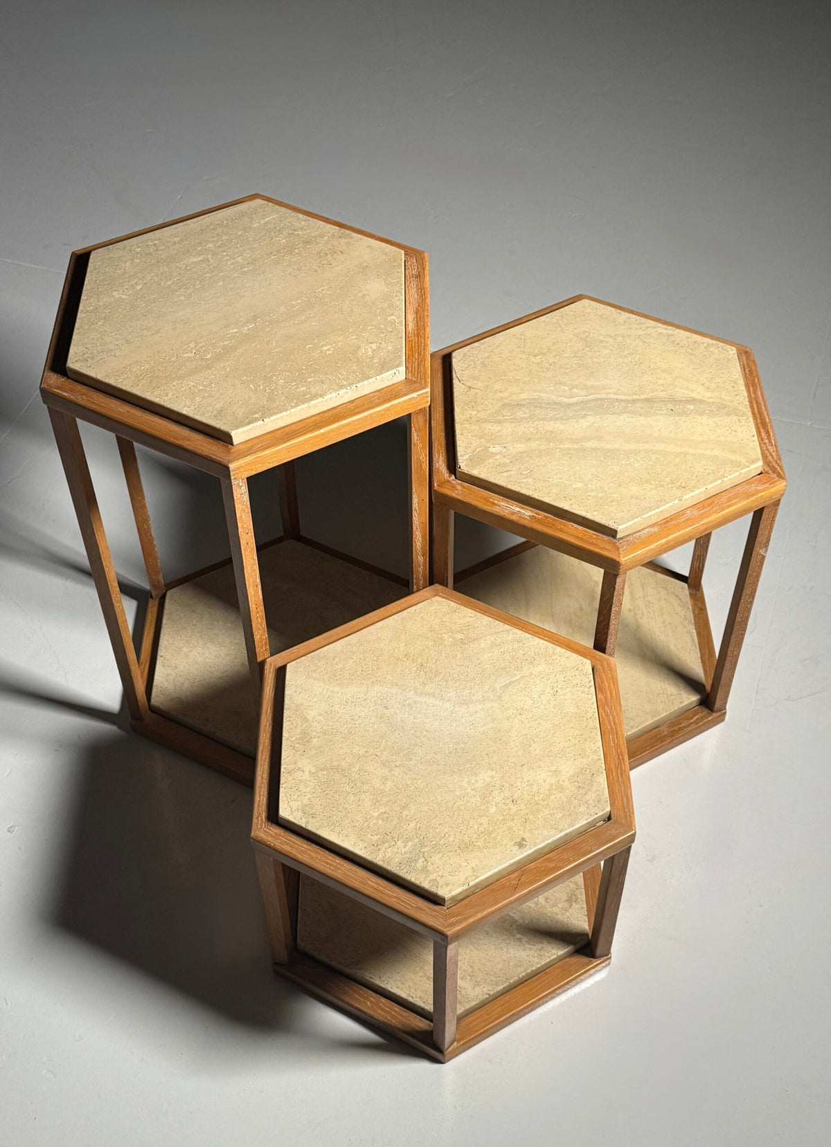 Set of Three Hexagonal Side Tables by Fournier Decoration Paris for Roche Bobois, photo 14
