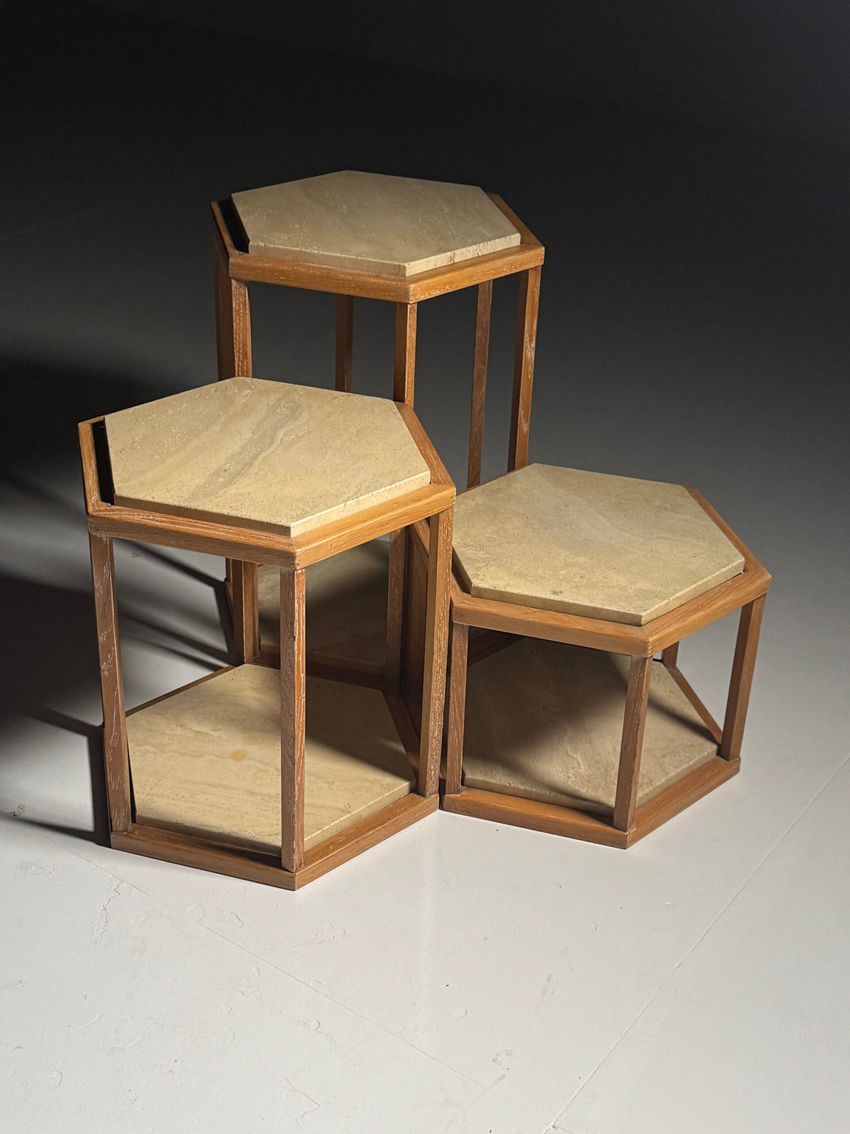 Set of Three Hexagonal Side Tables by Fournier Decoration Paris for Roche Bobois, photo 12