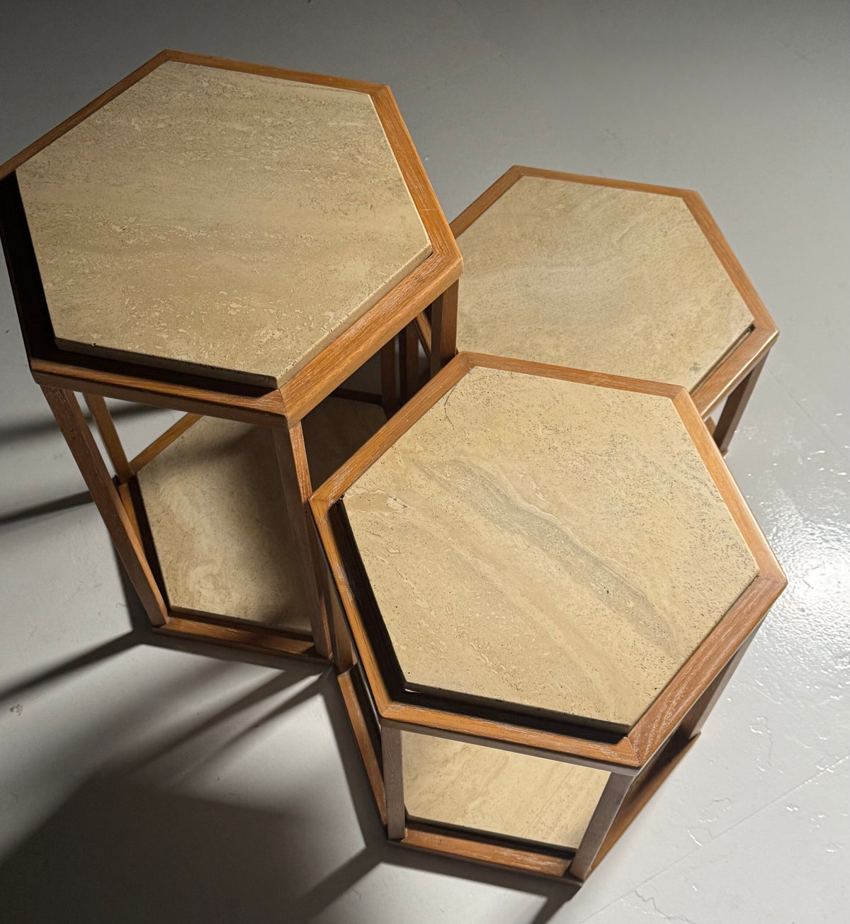 Set of Three Hexagonal Side Tables by Fournier Decoration Paris for Roche Bobois, photo 3