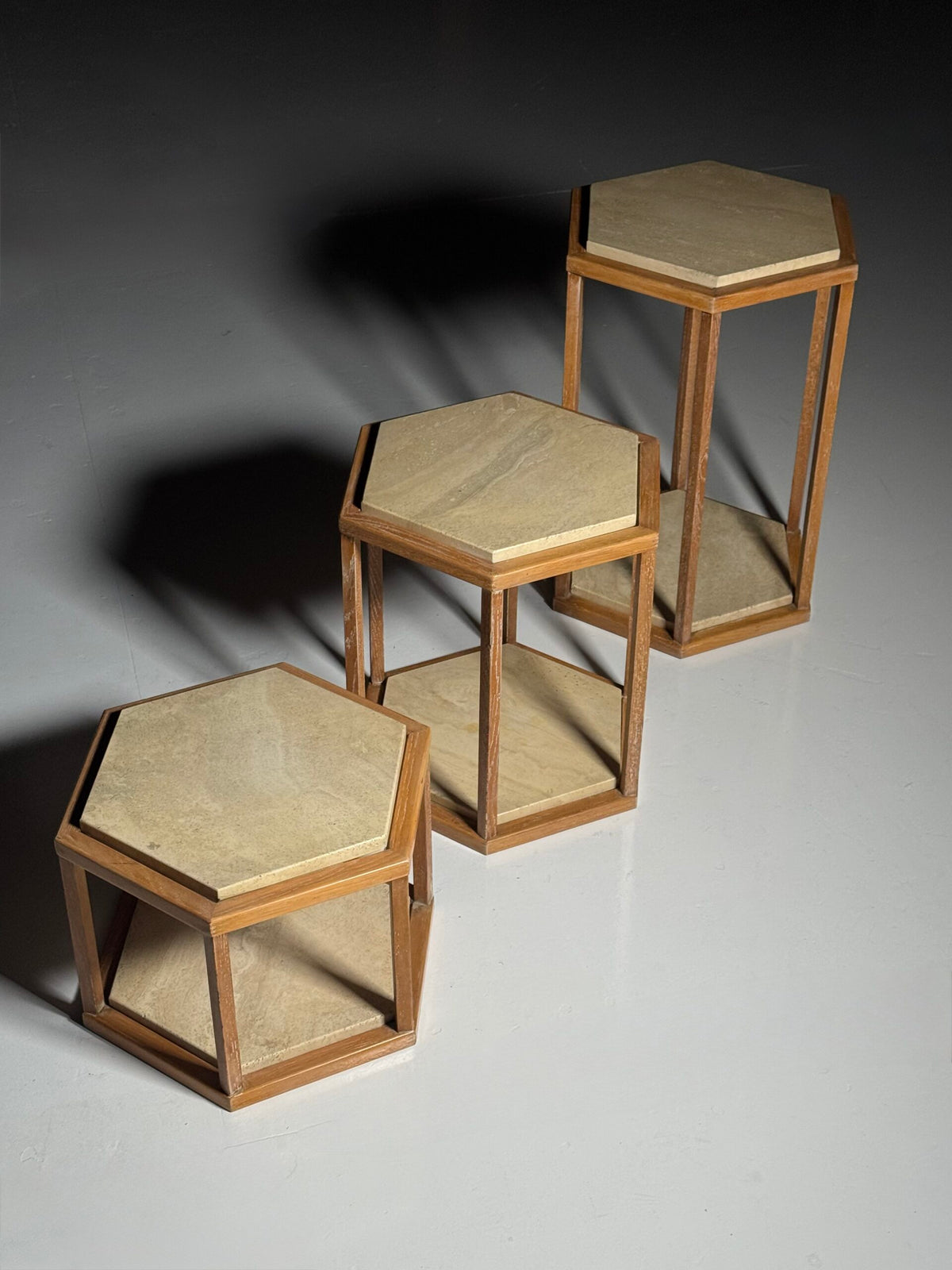 Set of Three Hexagonal Side Tables by Fournier Decoration Paris for Roche Bobois, photo 7