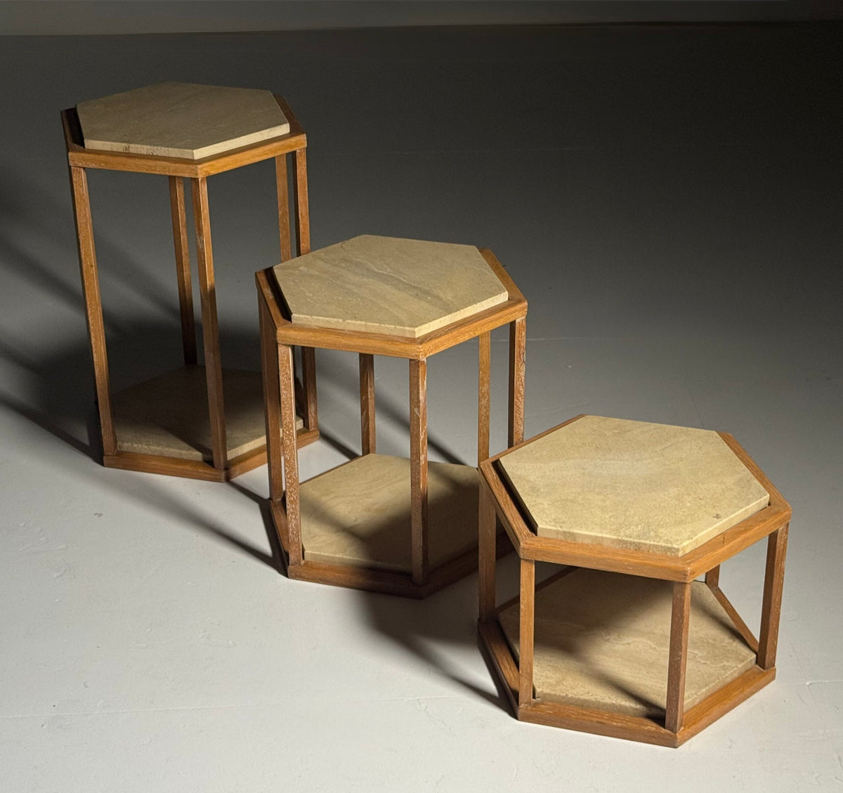 Set of Three Hexagonal Side Tables by Fournier Decoration Paris for Roche Bobois, photo 6