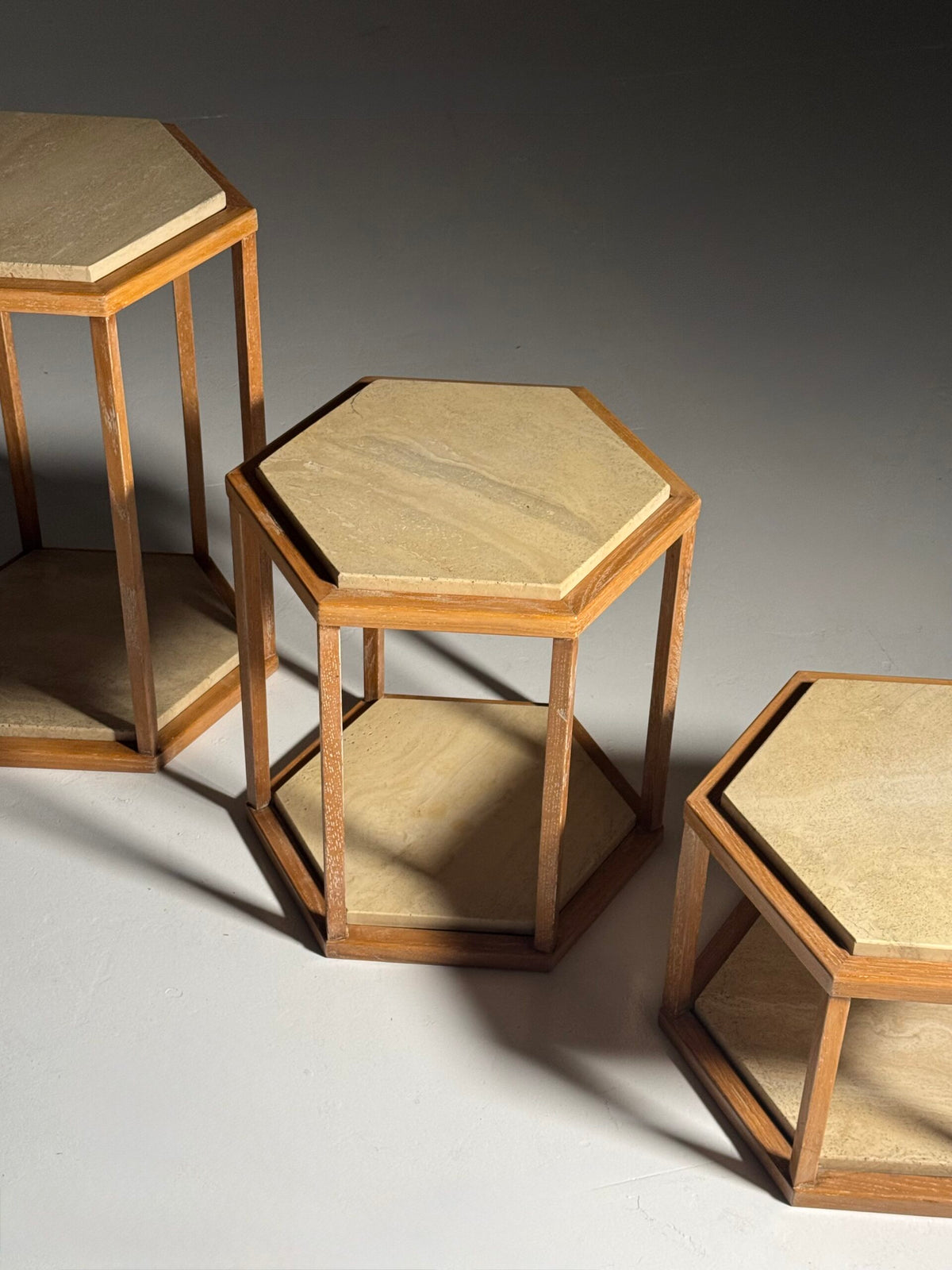 Set of Three Hexagonal Side Tables by Fournier Decoration Paris for Roche Bobois, photo 2