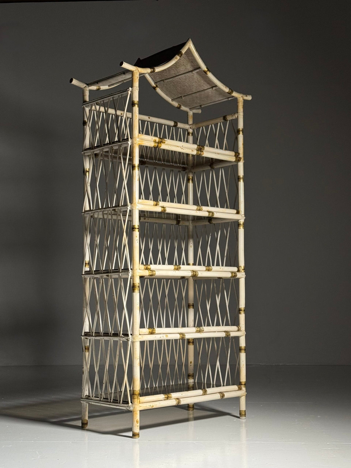 Asian Style White Bamboo Bookcase, England c. 1980, photo 1