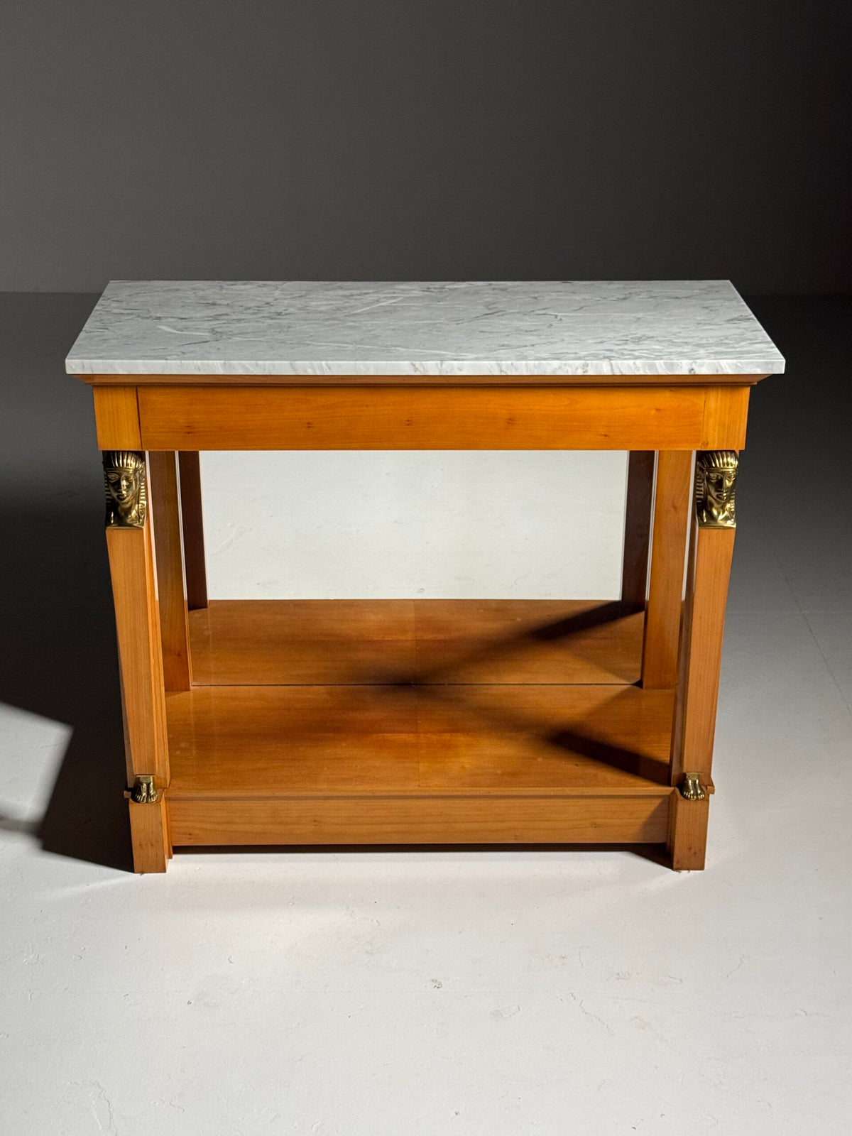 Empire Style Console Table with Marble Top and Sphinx Mounts, photo 2