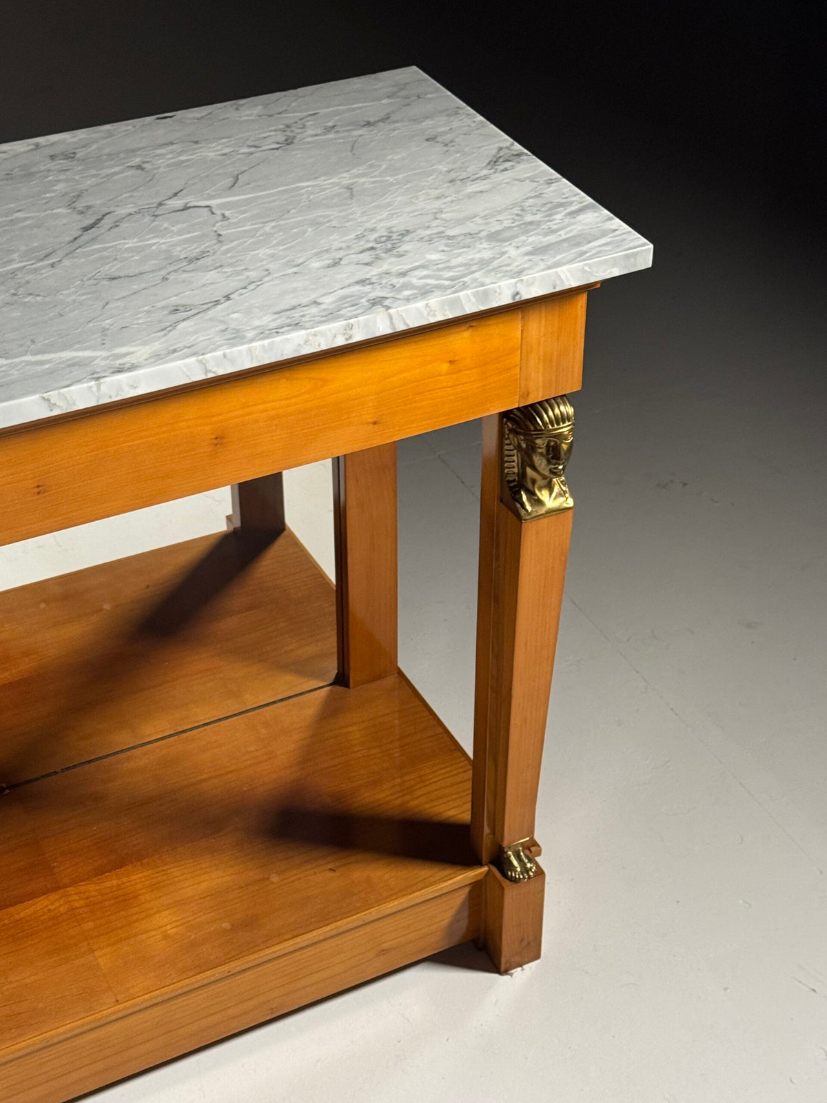 Empire Style Console Table with Marble Top and Sphinx Mounts, photo 5