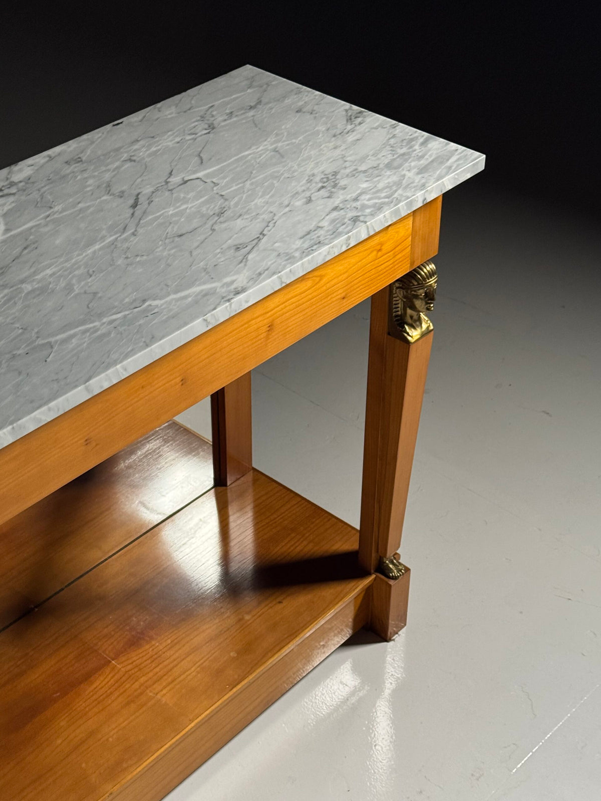 Empire Style Console Table with Marble Top and Sphinx Mounts, photo 6