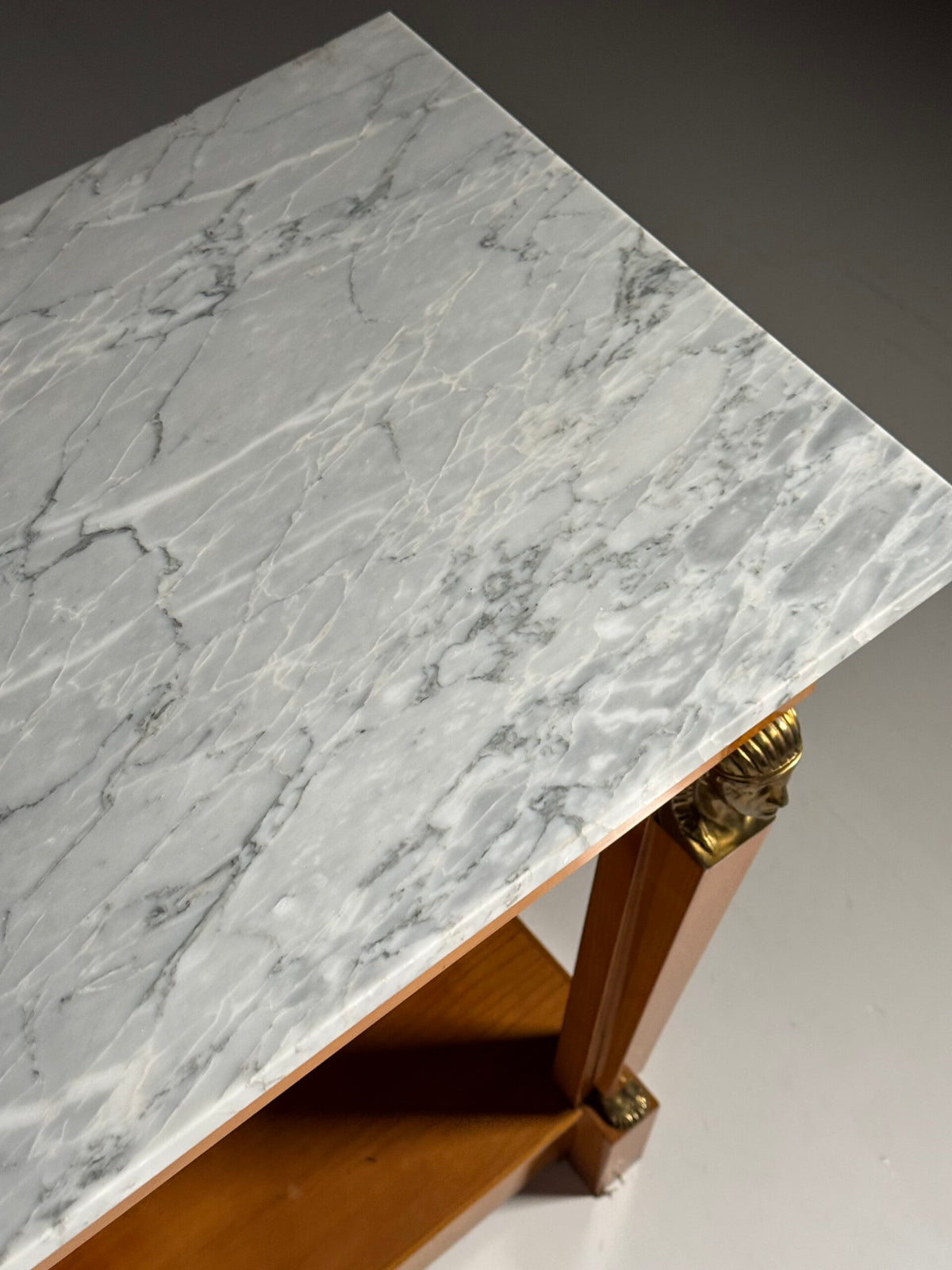 Empire Style Console Table with Marble Top and Sphinx Mounts, photo 8