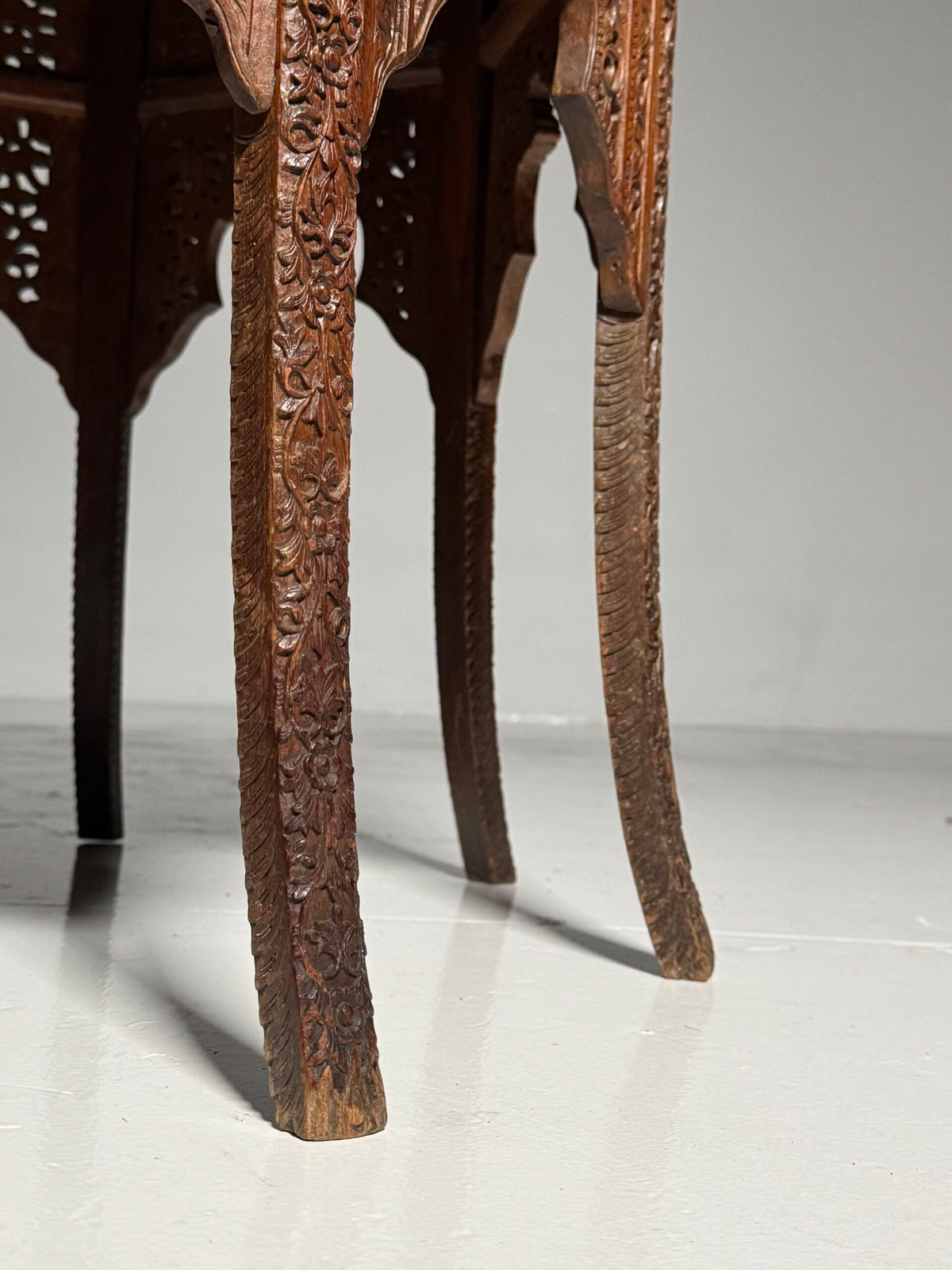 Indian Carved Hardwood Side Table, circa 1900 to 1920, photo 12