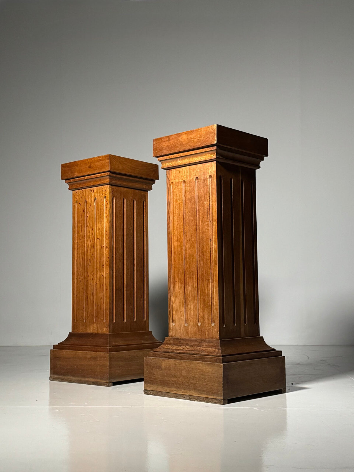 Pair of Large Solid Oak Columns, 1960s, photo 14
