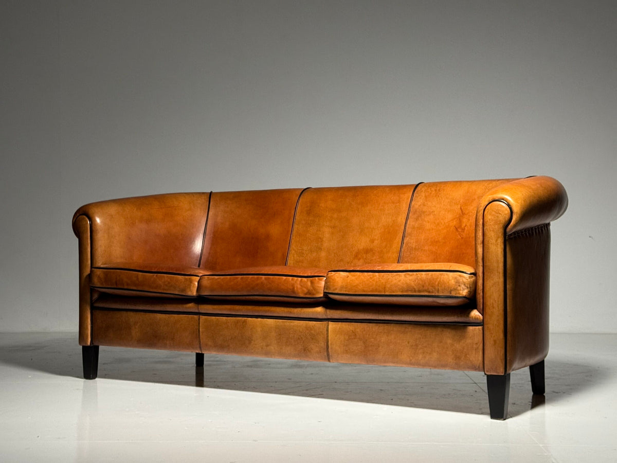 Lounge Atelier Sheepskin Leather Three Seater Sofa, Chesterfield Style, photo 4