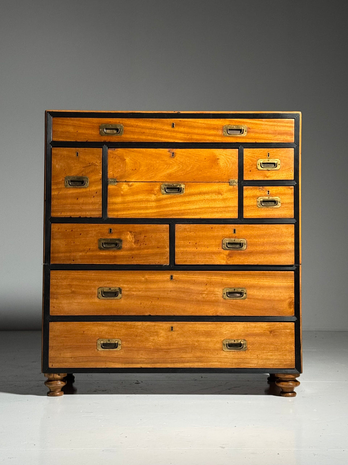 English Military Campaign Chest of Drawers with Fold-Out Desk, 19th Century, photo 1