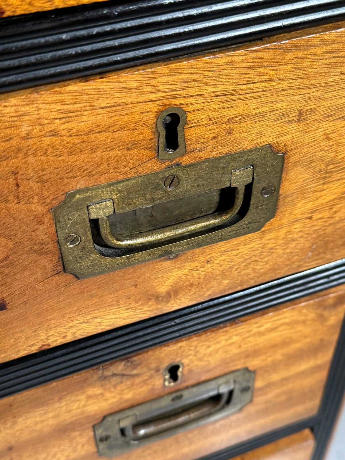 English Military Campaign Chest of Drawers with Fold-Out Desk, 19th Century, photo 9