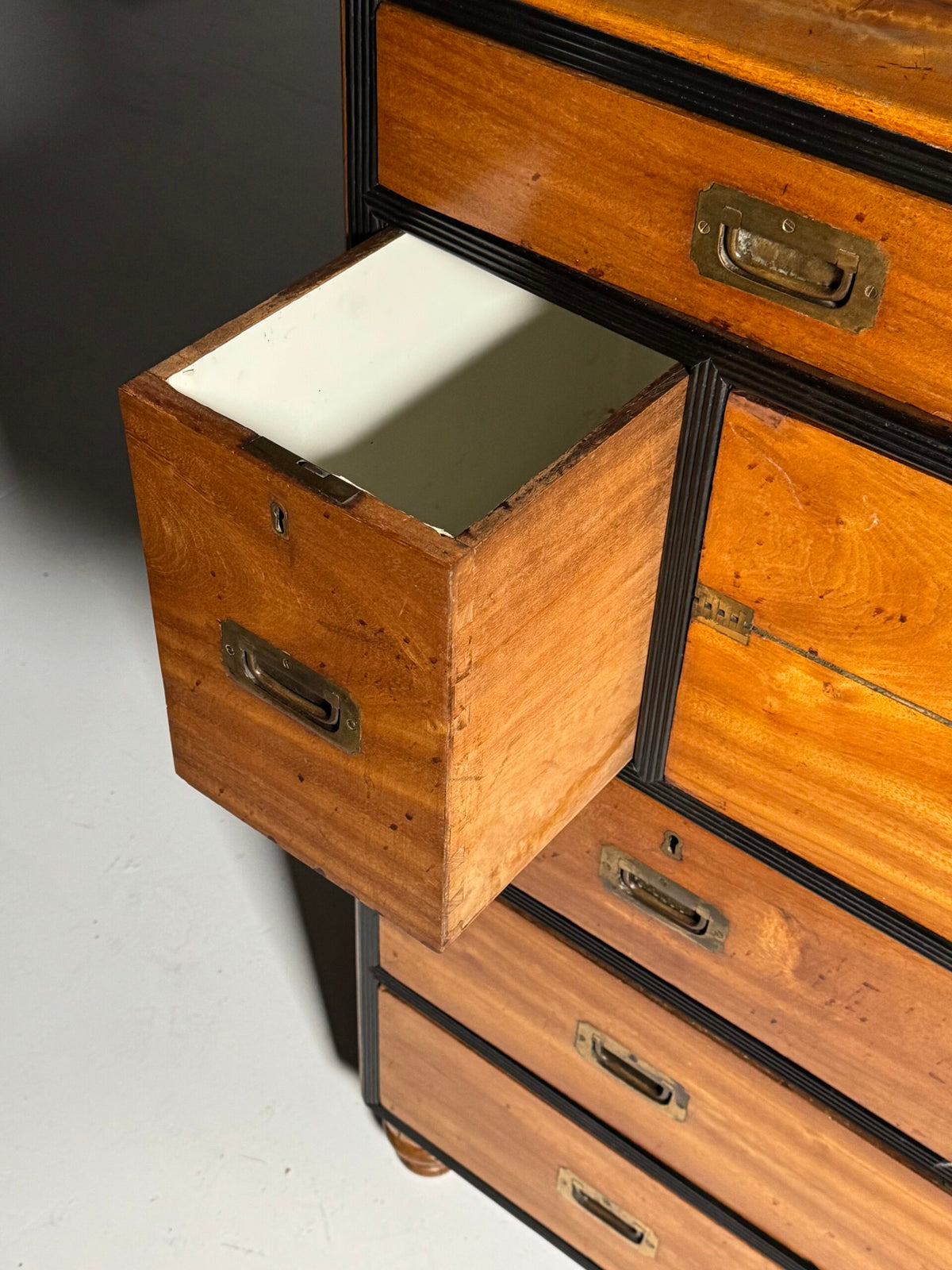 English Military Campaign Chest of Drawers with Fold-Out Desk, 19th Century, photo 11