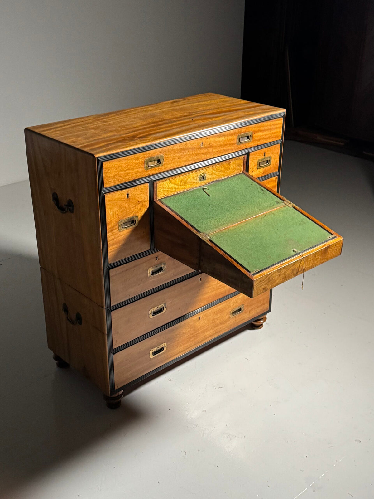 English Military Campaign Chest of Drawers with Fold-Out Desk, 19th Century, photo 18