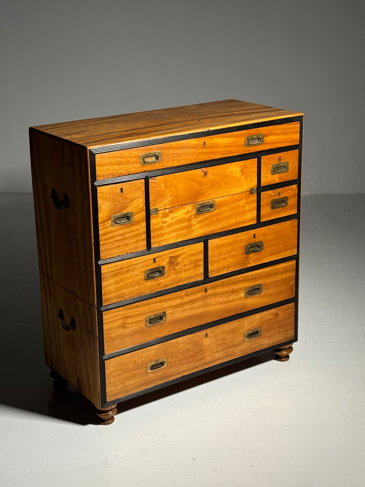 English Military Campaign Chest of Drawers with Fold-Out Desk, 19th Century, photo 24
