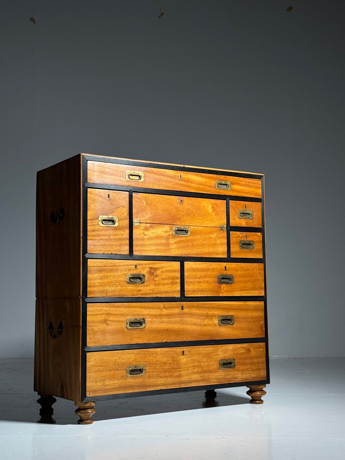 English Military Campaign Chest of Drawers with Fold-Out Desk, 19th Century, photo 25