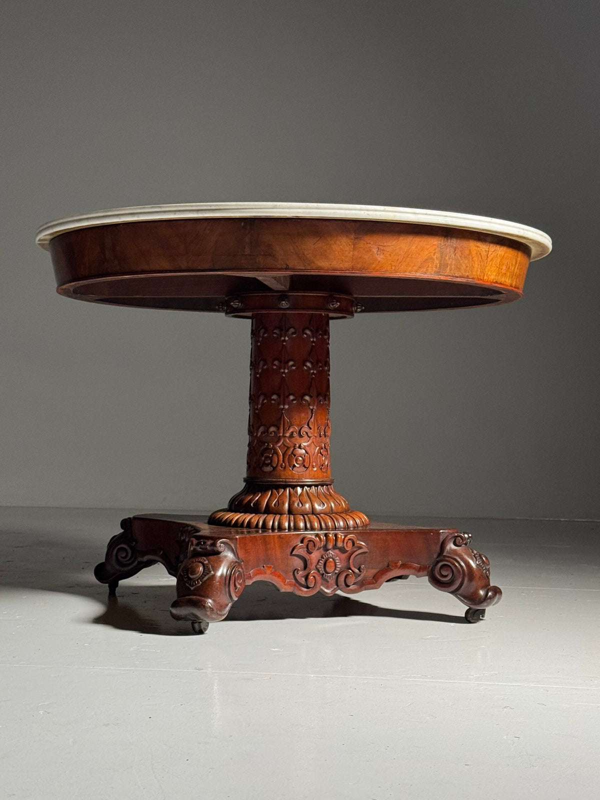 Mid 19th Century Center Table with Carrara Marble Top, photo 9