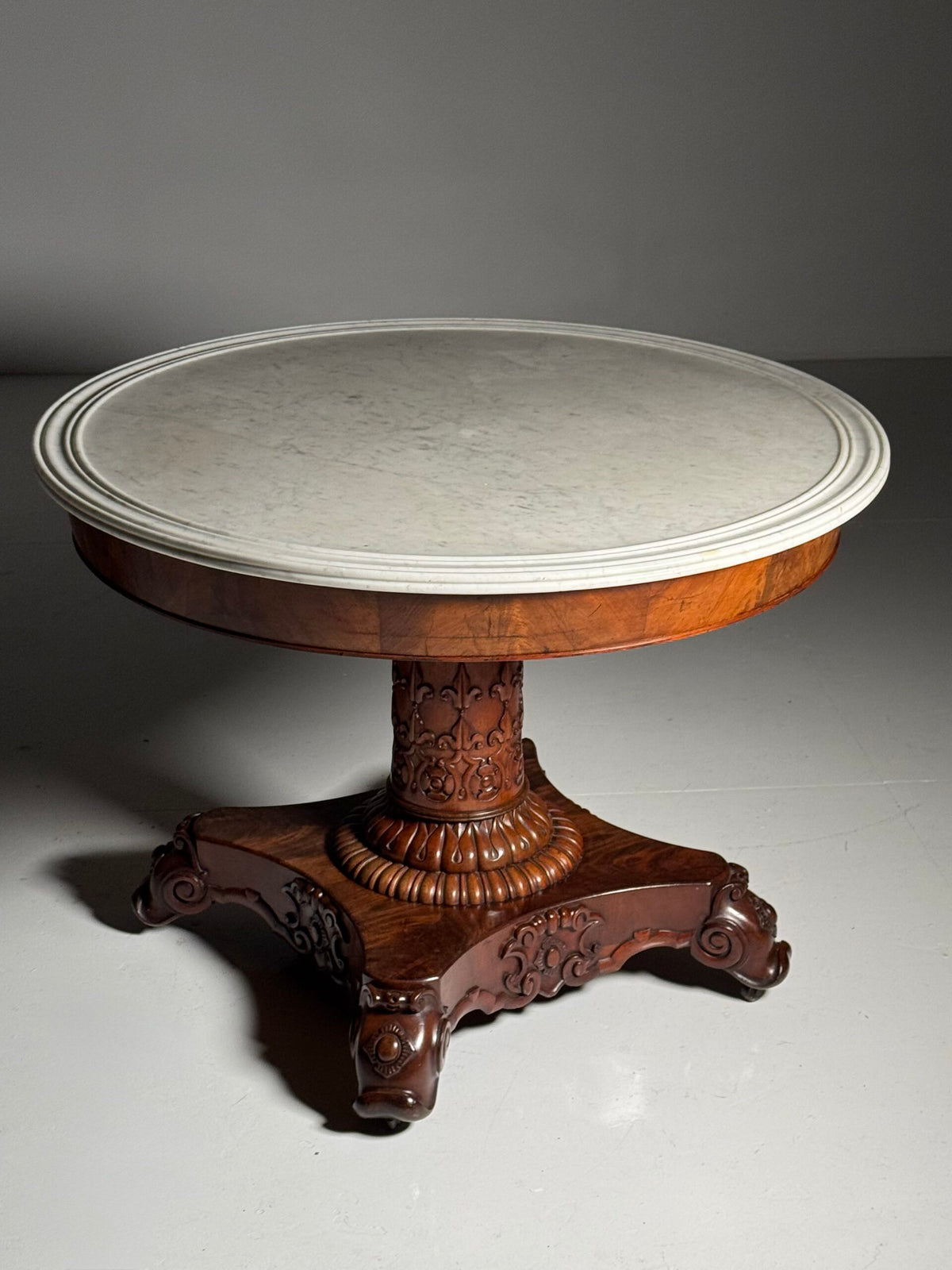 Mid 19th Century Center Table with Carrara Marble Top, photo 1